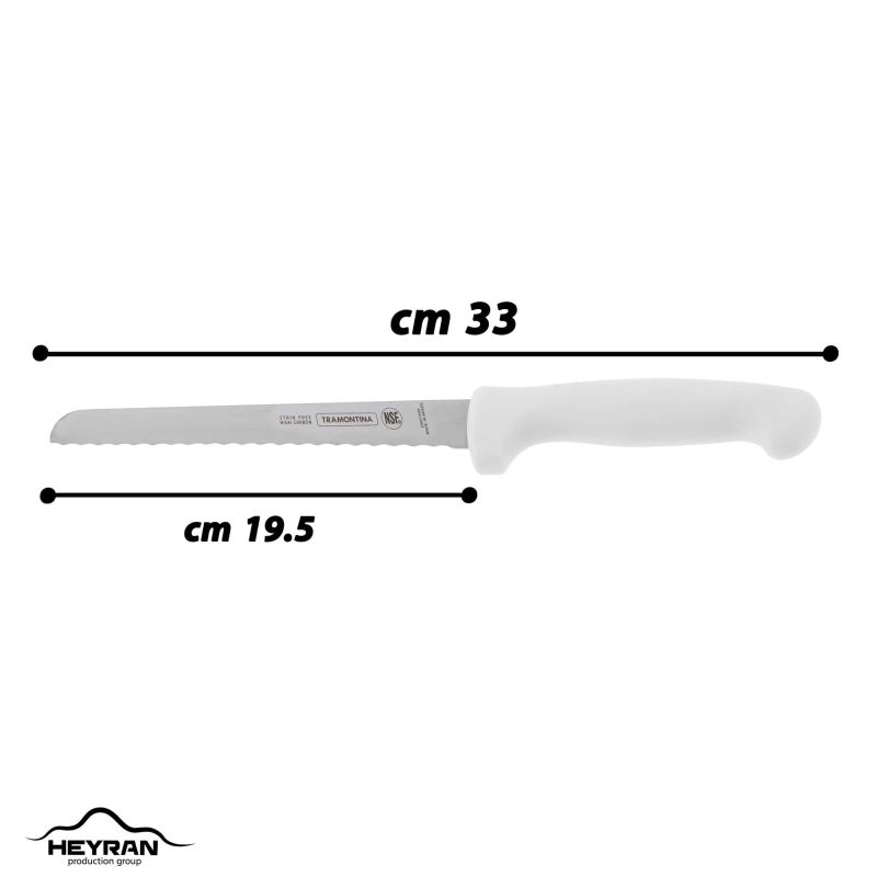 چاقو اره ای برش نان ۱۹ سانتیمتری دسته سفید